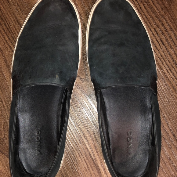 Vince Black Genuine Leather Slip On Sneakers - Picture 4 of 8
